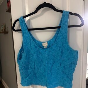 a new day Bright Blue Textured Crop Top